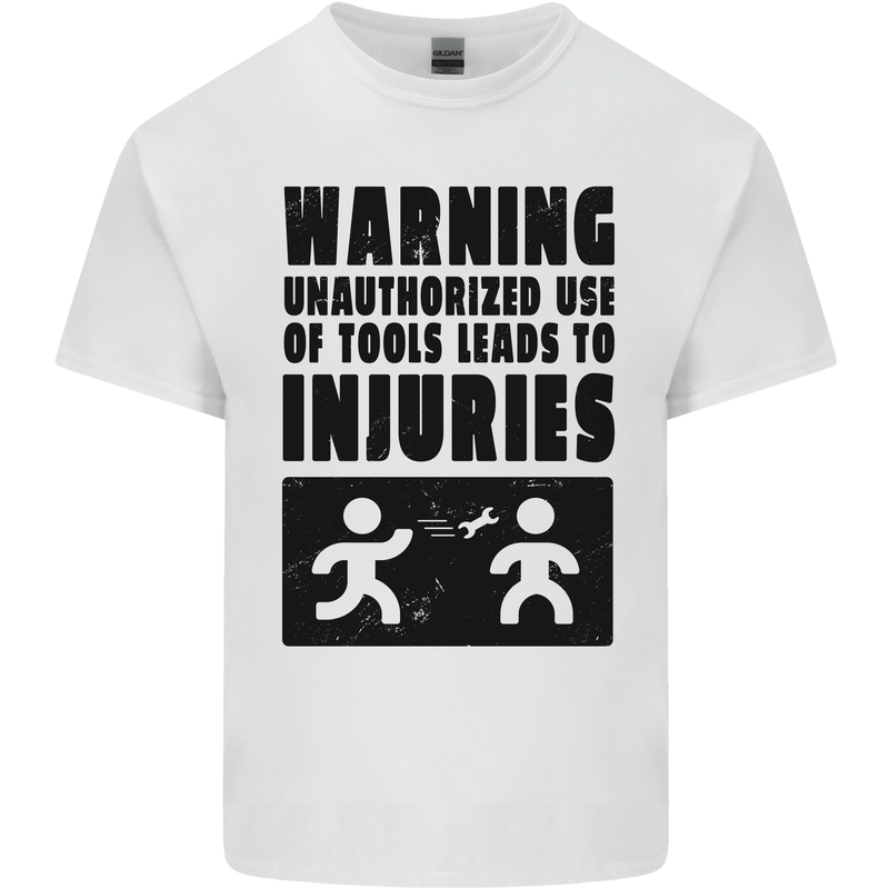 Warning Tools DIY Tradesman Carpenter Kids T-Shirt Childrens White