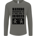 Warning Tools DIY Tradesman Carpenter Mens Long Sleeve T-Shirt Charcoal