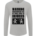 Warning Tools DIY Tradesman Carpenter Mens Long Sleeve T-Shirt Sports Grey
