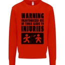 Warning Tools DIY Tradesman Carpenter Mens Sweatshirt Jumper Bright Red