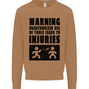 Warning Tools DIY Tradesman Carpenter Mens Sweatshirt Jumper Caramel Latte