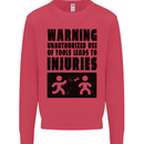 Warning Tools DIY Tradesman Carpenter Mens Sweatshirt Jumper Heliconia