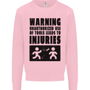 Warning Tools DIY Tradesman Carpenter Mens Sweatshirt Jumper Light Pink