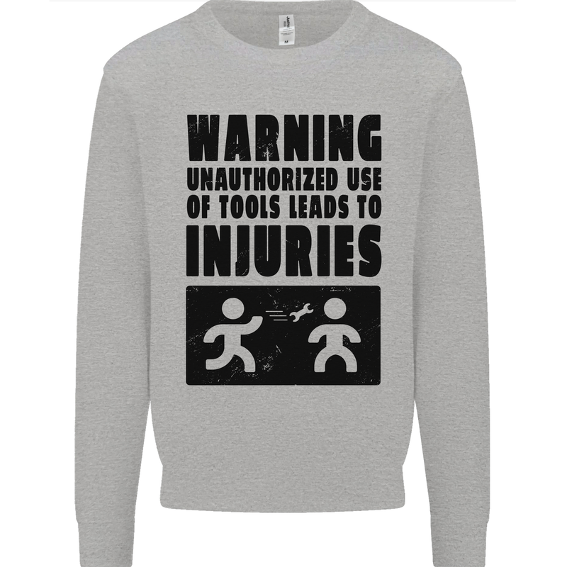 Warning Tools DIY Tradesman Carpenter Mens Sweatshirt Jumper Sports Grey