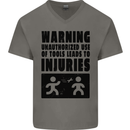 Warning Tools DIY Tradesman Carpenter Mens V-Neck Cotton T-Shirt Charcoal