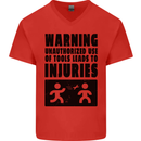 Warning Tools DIY Tradesman Carpenter Mens V-Neck Cotton T-Shirt Red