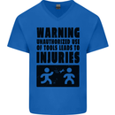 Warning Tools DIY Tradesman Carpenter Mens V-Neck Cotton T-Shirt Royal Blue