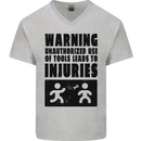 Warning Tools DIY Tradesman Carpenter Mens V-Neck Cotton T-Shirt Sports Grey