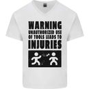 Warning Tools DIY Tradesman Carpenter Mens V-Neck Cotton T-Shirt White