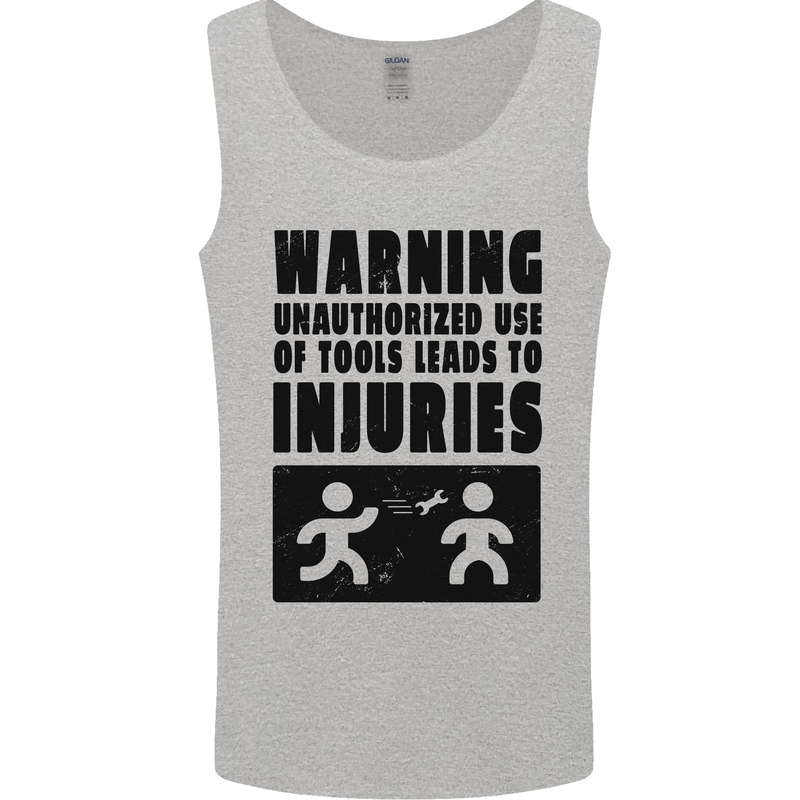 Warning Tools DIY Tradesman Carpenter Mens Vest Tank Top Sports Grey