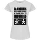 Warning Tools DIY Tradesman Carpenter Womens Petite Cut T-Shirt White