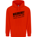 Warning Will Talk About Cars Childrens Kids Hoodie Bright Red