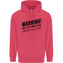 Warning Will Talk About Cars Childrens Kids Hoodie Heliconia