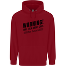 Warning Will Talk About Cars Childrens Kids Hoodie Red