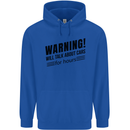 Warning Will Talk About Cars Childrens Kids Hoodie Royal Blue
