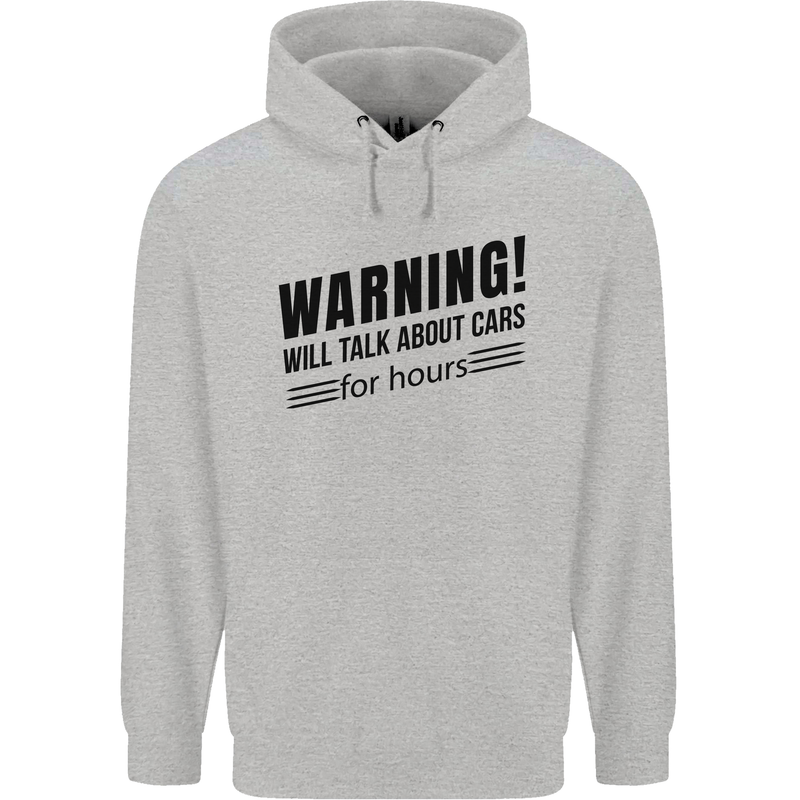 Warning Will Talk About Cars Childrens Kids Hoodie Sports Grey