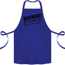 Warning Will Talk About Cars Cotton Apron 100% Organic Royal Blue