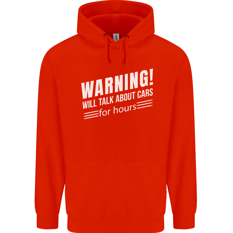 Warning Will Talk About Cars Funny Childrens Kids Hoodie Bright Red