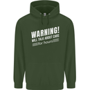 Warning Will Talk About Cars Funny Childrens Kids Hoodie Forest Green