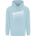 Warning Will Talk About Cars Funny Childrens Kids Hoodie Light Blue