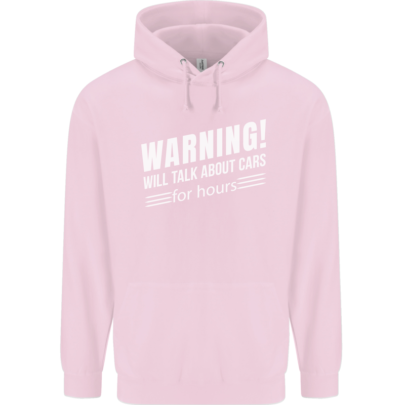 Warning Will Talk About Cars Funny Childrens Kids Hoodie Light Pink