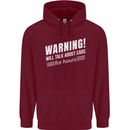 Warning Will Talk About Cars Funny Childrens Kids Hoodie Maroon