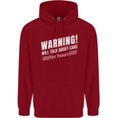 Warning Will Talk About Cars Funny Childrens Kids Hoodie Red