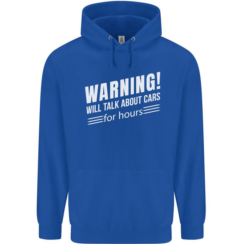 Warning Will Talk About Cars Funny Childrens Kids Hoodie Royal Blue