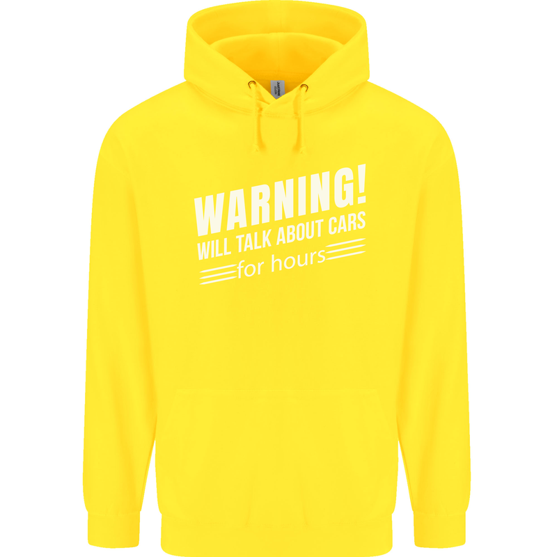 Warning Will Talk About Cars Funny Childrens Kids Hoodie Yellow
