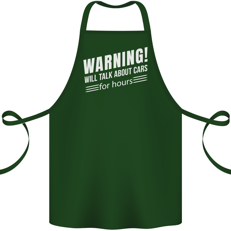 Warning Will Talk About Cars Funny Cotton Apron 100% Organic Forest Green