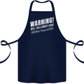 Warning Will Talk About Cars Funny Cotton Apron 100% Organic Navy Blue
