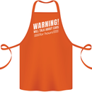 Warning Will Talk About Cars Funny Cotton Apron 100% Organic Orange
