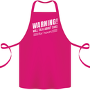 Warning Will Talk About Cars Funny Cotton Apron 100% Organic Pink