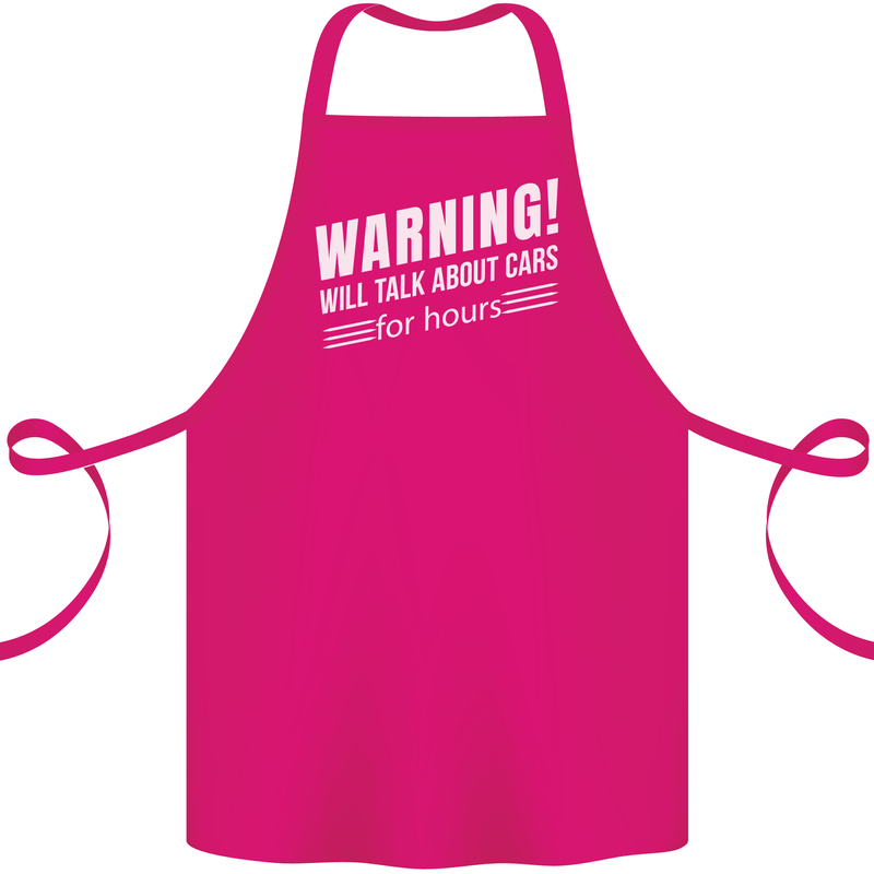Warning Will Talk About Cars Funny Cotton Apron 100% Organic Pink