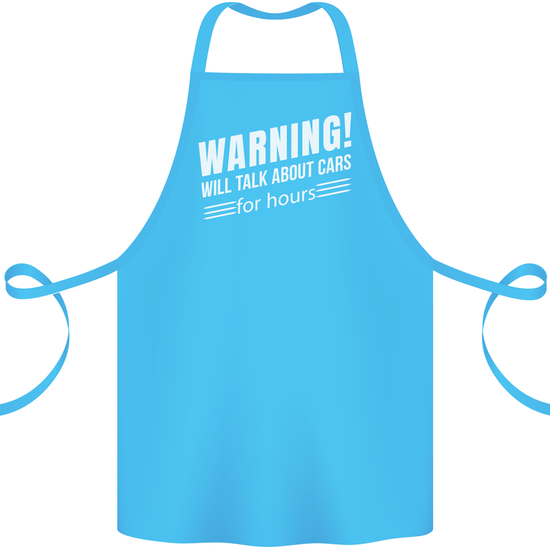 Warning Will Talk About Cars Funny Cotton Apron 100% Organic Turquoise