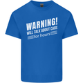 Warning Will Talk About Cars Funny Kids T-Shirt Childrens Royal Blue