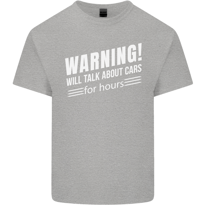 Warning Will Talk About Cars Funny Kids T-Shirt Childrens Sports Grey