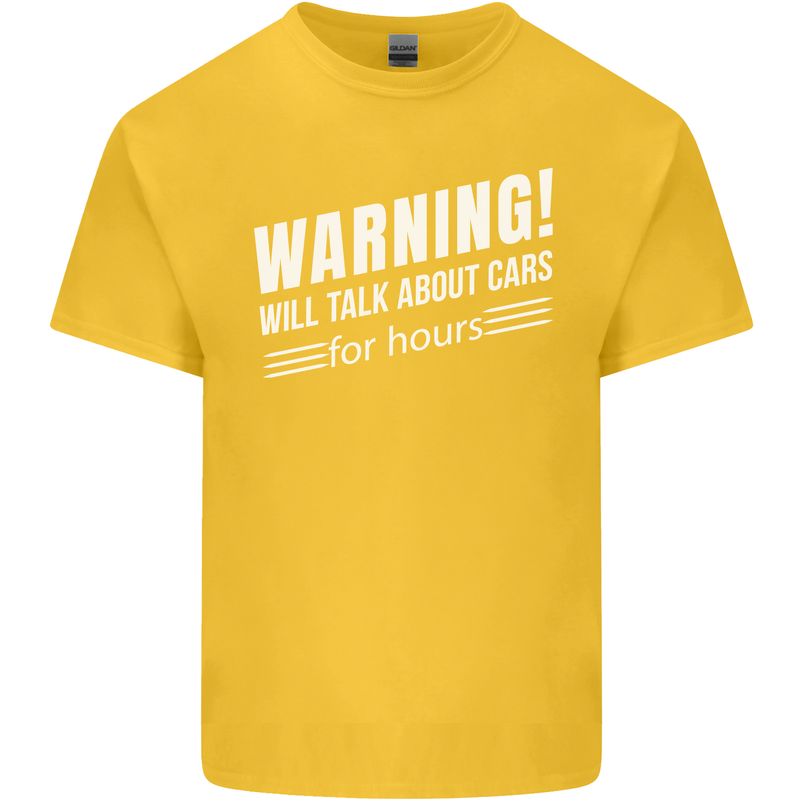 Warning Will Talk About Cars Funny Kids T-Shirt Childrens Yellow