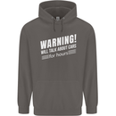 Warning Will Talk About Cars Funny Mens 80% Cotton Hoodie Charcoal