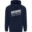 Warning Will Talk About Cars Funny Mens 80% Cotton Hoodie Navy Blue