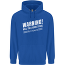 Warning Will Talk About Cars Funny Mens 80% Cotton Hoodie Royal Blue