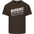 Warning Will Talk About Cars Funny Mens Cotton T-Shirt Tee Top Dark Chocolate