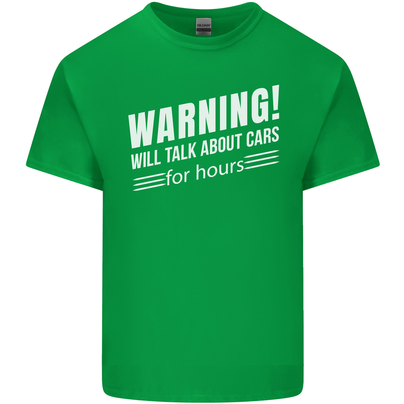 Warning Will Talk About Cars Funny Mens Cotton T-Shirt Tee Top Irish Green