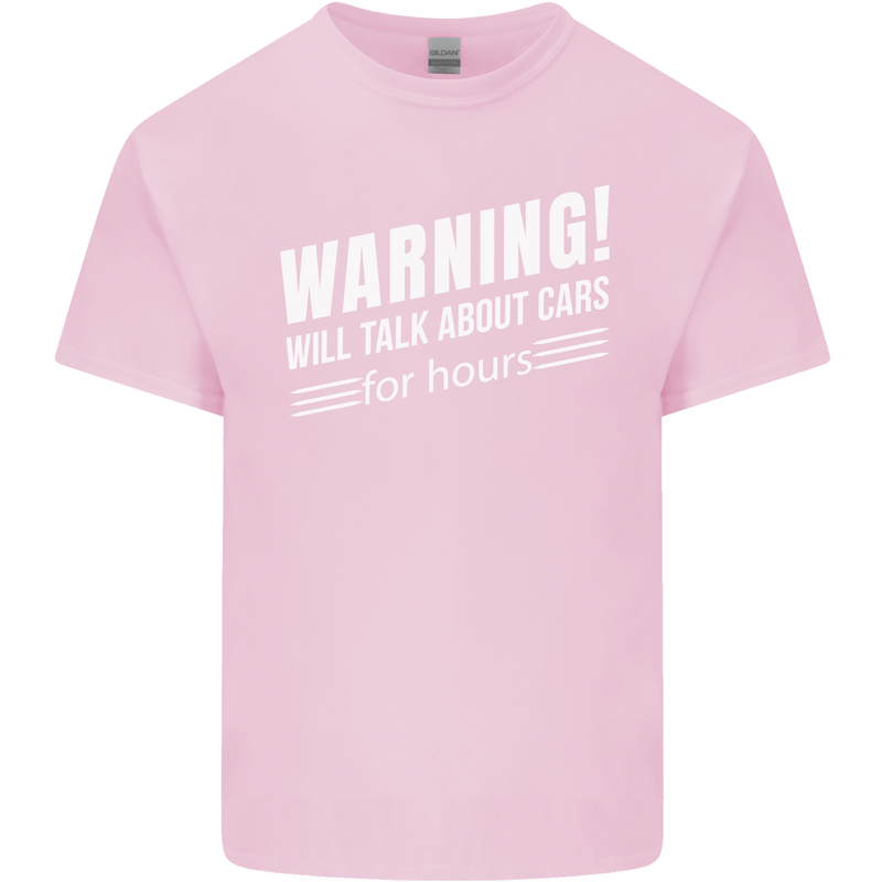 Warning Will Talk About Cars Funny Mens Cotton T-Shirt Tee Top Light Pink