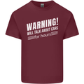 Warning Will Talk About Cars Funny Mens Cotton T-Shirt Tee Top Maroon