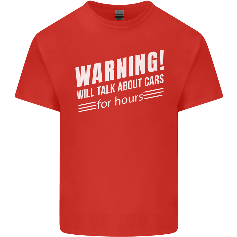 Warning Will Talk About Cars Funny Mens Cotton T-Shirt Tee Top Red