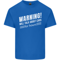 Warning Will Talk About Cars Funny Mens Cotton T-Shirt Tee Top Royal Blue