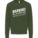 Warning Will Talk About Cars Funny Mens Sweatshirt Jumper Forest Green