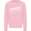 Warning Will Talk About Cars Funny Mens Sweatshirt Jumper Light Pink