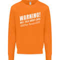 Warning Will Talk About Cars Funny Mens Sweatshirt Jumper Orange